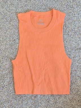 aerie Orange Ribbed Crop Tank